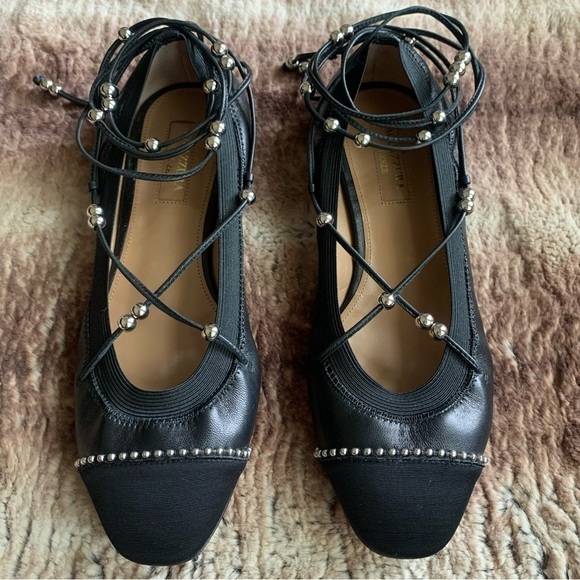 Aquazzura Mystique Ballet Flats Black Silver - Picture 3 of 14